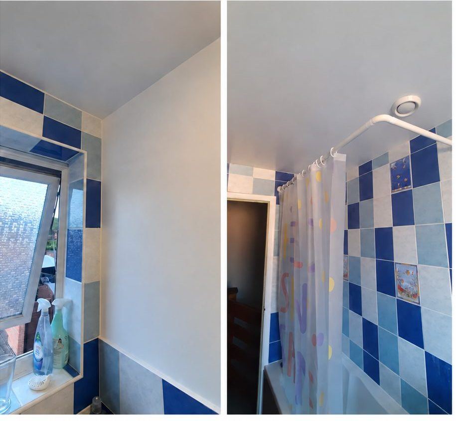 Bathroom finished after ceiling repair and redecoration