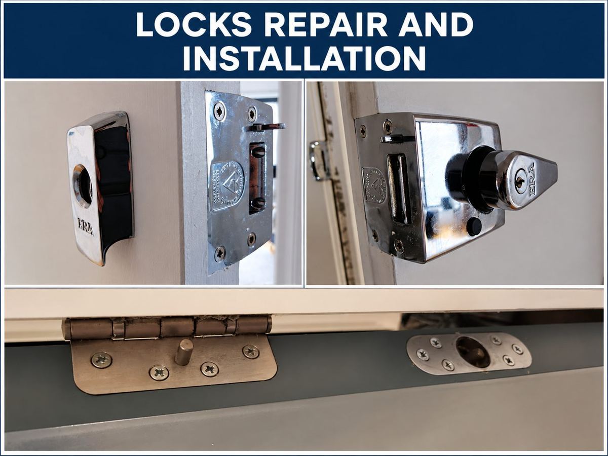 Lock repair and installation, including hinge bolts